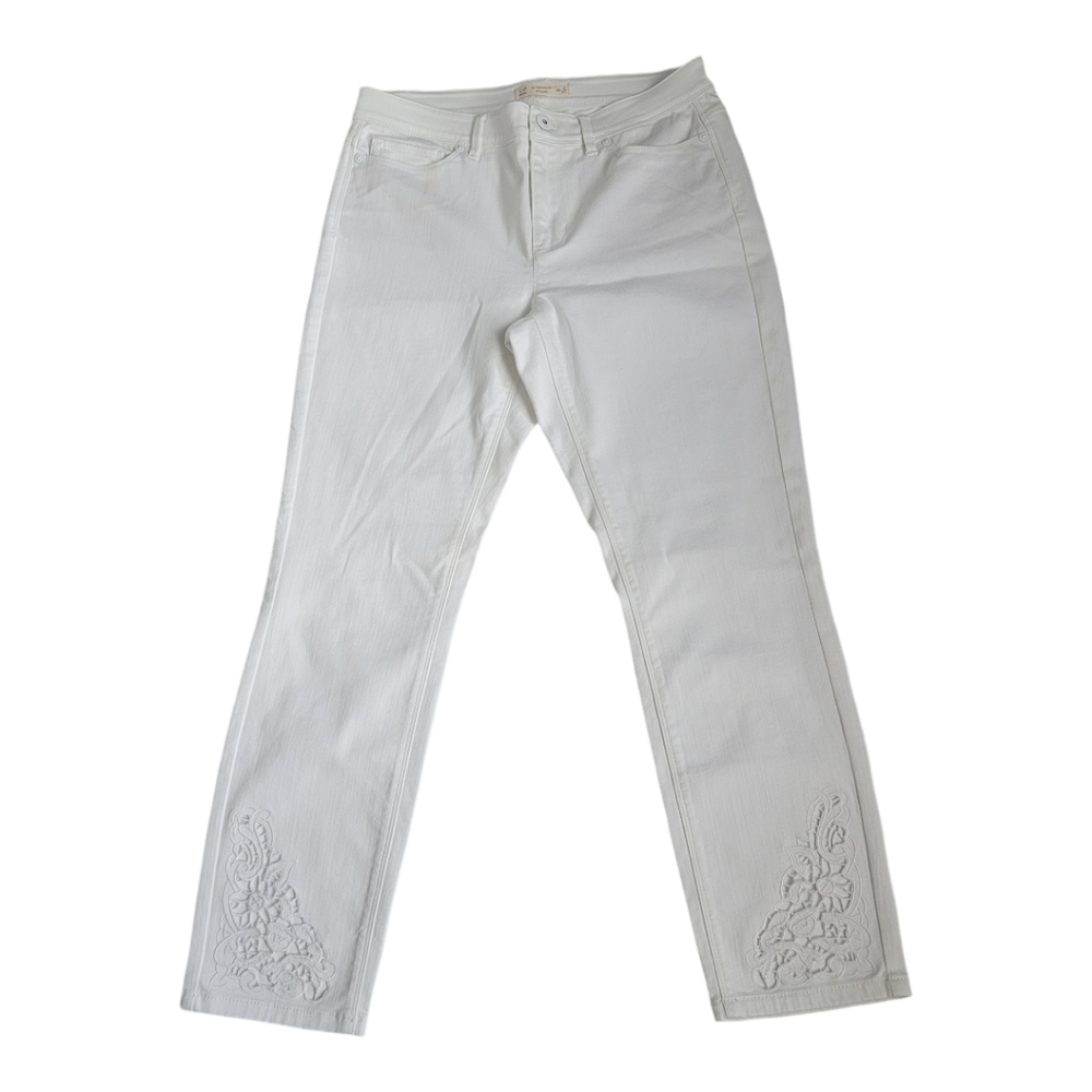 J.Jill Authentic Fit Cropped White Jeans Size 8 Tall